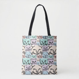 Bolso De Tela Minimalist Pastel Cat Faces