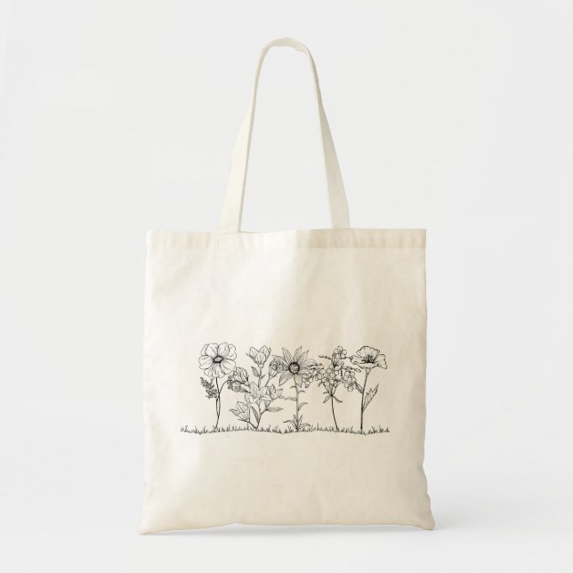 Bolso De Tela Minimalist Wildflower Tote Bag  (Frente)