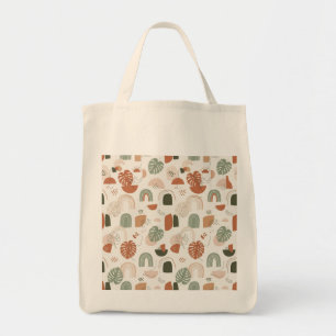 Bolso De Tela Minimalista Boho Hojas de Monstera Estética Sin Co