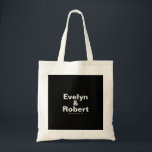 Bolso De Tela Minimalista elegante Boda negro formal Tote Bag<br><div class="desc">Esta minimalista y elegante bolsa de boda negro es perfecta para un boda rústico. El diseño presenta una bonita fuente en un fondo negro para embellecer tu evento.</div>