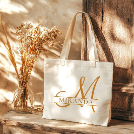 Bolso De Tela Minimalista Elegante Monograma de Arena para Damas