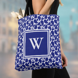 Bolso De Tela Minimalista moderno paisley azul profundo y blanco