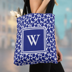 Bolso De Tela Minimalista moderno paisley azul profundo y blanco