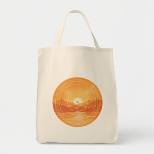 Bolso De Tela Minimalista Montaña Océano Atardecer Retro Zen