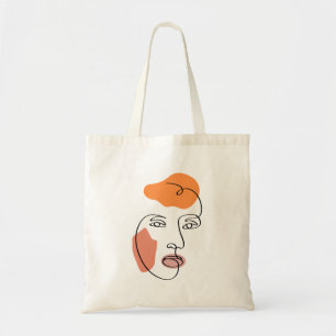 Bolso De Tela Minimalista Resumen arte de la línea de retrato fa