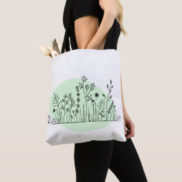 Bolso De Tela Minimalista Tote botánico moderno