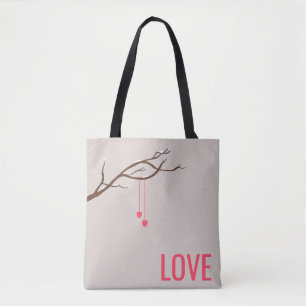 Bolso De Tela Minimalistas dos corazones en un diseño de amor de