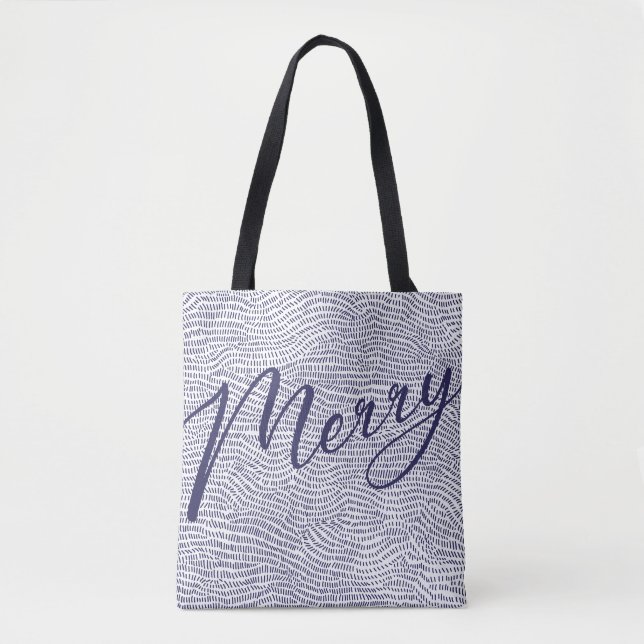 Bolso De Tela Mínimo Diversión Azul compras Feliz Navidad (Anverso)