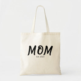 Bolso De Tela Mínimo Elegante Fecha Personalizada Mamá Negrita