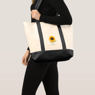 Bolso De Tela Mínimo Guión de Nombre Personalizado de Girasol Rú