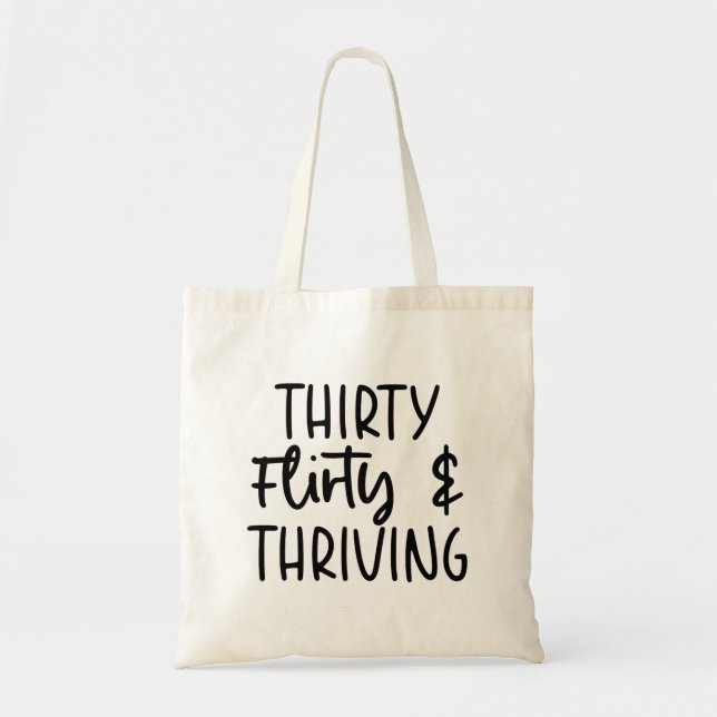Bolso De Tela Mínimo Treinta Flirty y 30 cumpleaños floreciente (Frente)