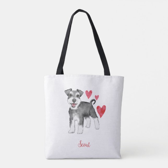 Bolso De Tela MiniSchnauzer Mini Schnauzer Personalizado Textos (Reverso)