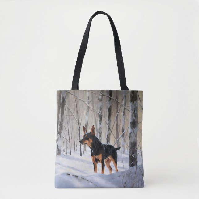 Bolso De Tela Ministra Pinscher deja que nieva a Navidades (Anverso)