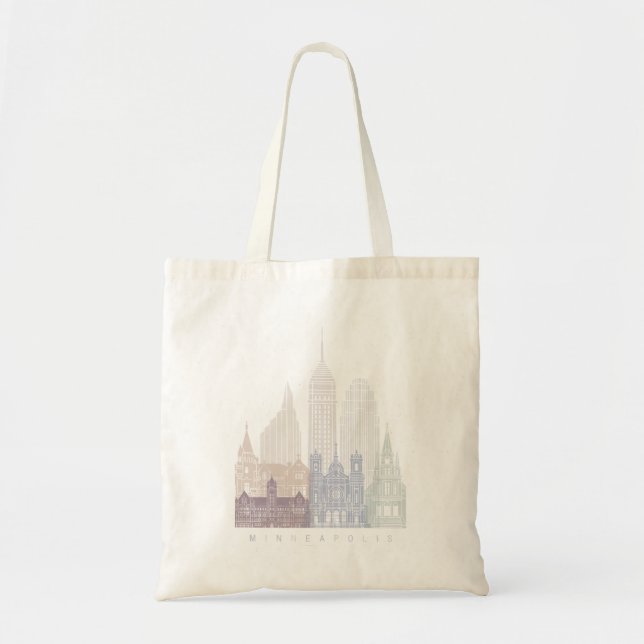 BOLSO DE TELA MINNEAPOLIS SKYLINE POSTER PASTEL (Frente)