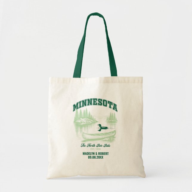 Bolso De Tela Minnesota Wedding Welcome Bag, State Love (Frente)