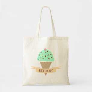 Bolso De Tela Mint Choc Chip Ice Cream Cone Personalizado