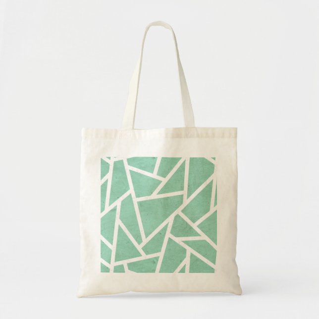 Bolso De Tela Mint green and white mosaic pattern (Frente)