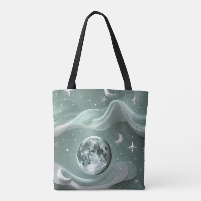 Bolso De Tela Mint Green Moon Fresh Calming Aesthetic (Reverso)