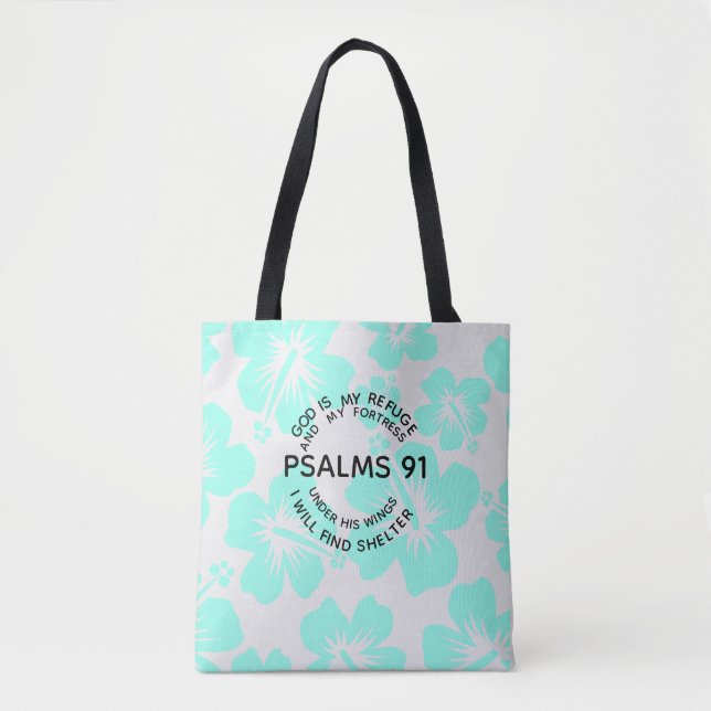 Bolso De Tela Mint psalms 91 flower  (Anverso)