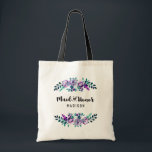 Bolso De Tela Mint & Purple Floral Boda de corona de honor<br><div class="desc">Mint & Purple Floral Wreath Watercolor Boda Maid de Honor Tote Bag personalizado con bonito y flores y divertido estilo moderno Brush Font. Revisa mi tienda para ver toda la suite boda para este diseño!</div>
