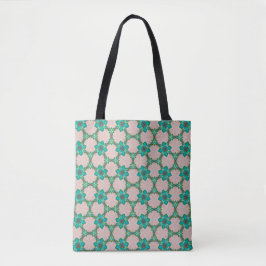 Bolso De Tela Mint & Red Retro Floral Tote Bag