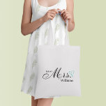 Bolso De Tela Mint Scribblet Heart Future Mrs.<br><div class="desc">Diseño de la fiesta de novias personalizados.</div>