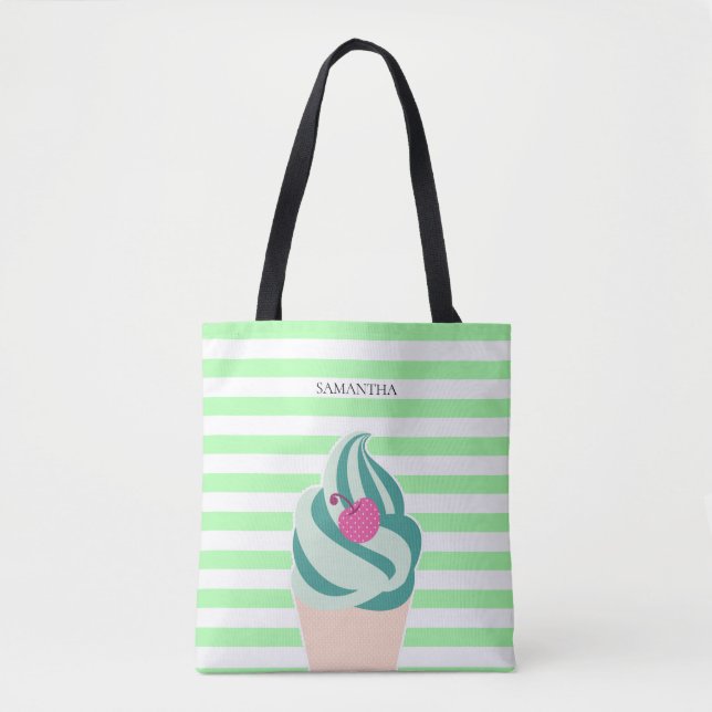 Bolso De Tela Mint Swirl Ice Cream Strim Personalizado (Anverso)