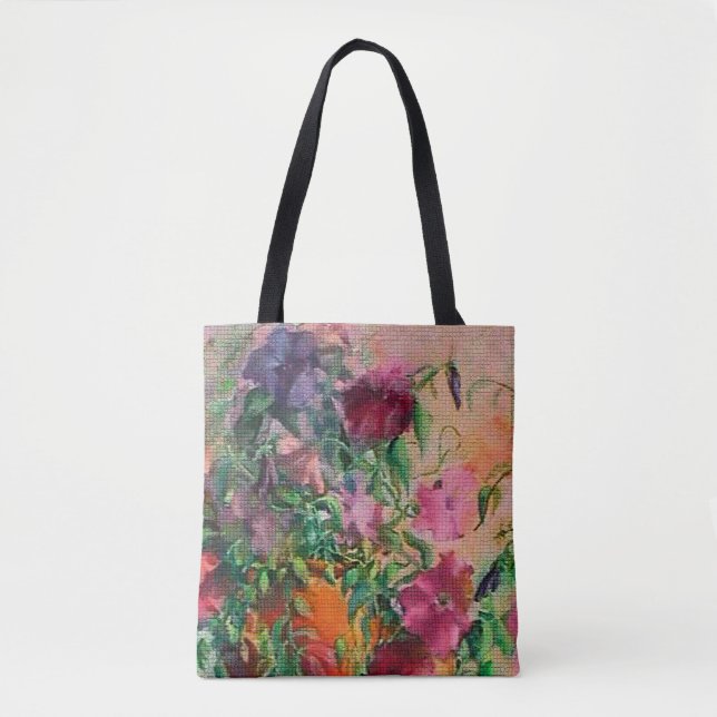 Bolso De Tela Mirada de Needlepoint de acuarela floral (Anverso)