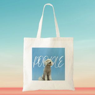Bolso De Tela Mirada Retro de Caniche al Arte del Cielo Azul