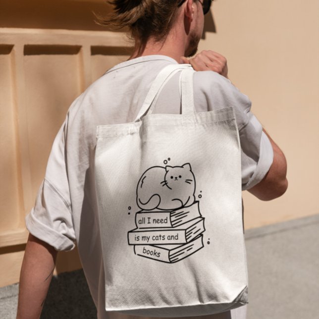 Bolso De Tela Mis dos cosas favoritas: gatos y libros se ponen b (Subido por el creador)