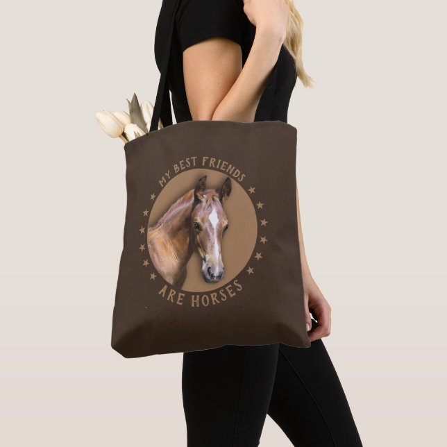 Bolso De Tela Mis mejores amigos son caballos (Detalle)