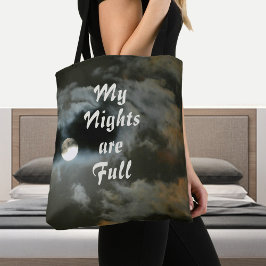 Bolso De Tela Mis noches están llenas de Moon Night Shift Black
