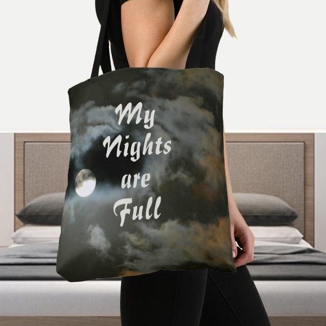 Bolso De Tela Mis noches están llenas de Moon Night Shift Black (Subido por el creador)