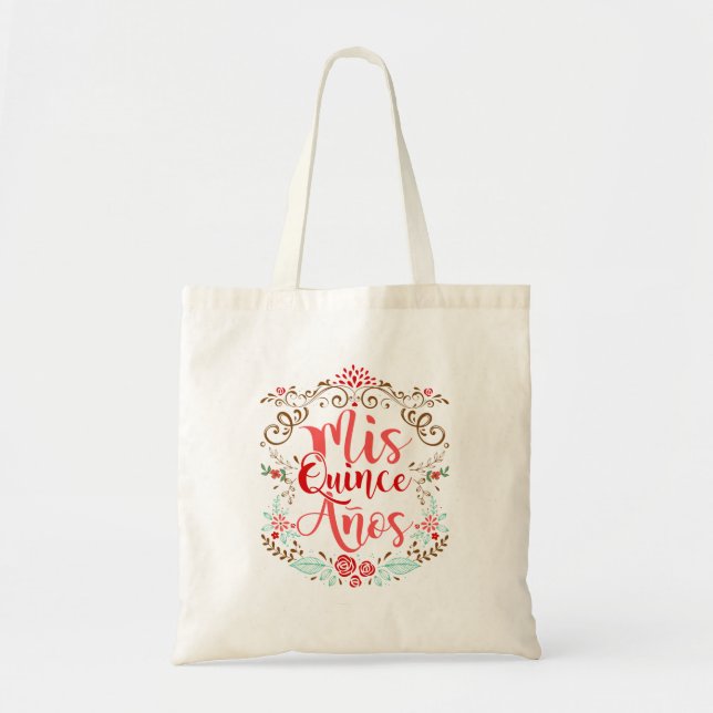 Bolso De Tela Mis Quince Anos Quinceanera 15º cumpleaños (Frente)