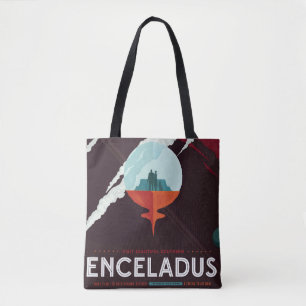 Bolso De Tela Misión Retro Space Poster-Cassini A Saturno