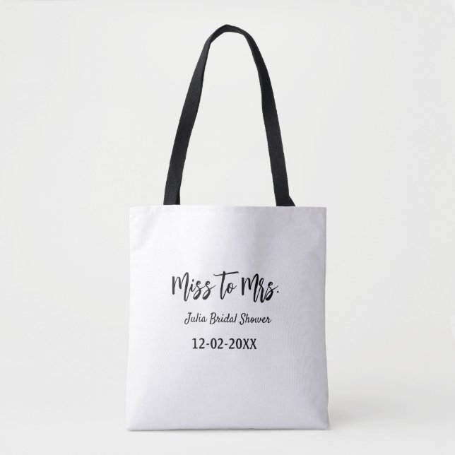 Bolso De Tela Miss a Mrs bridal ducha elegante y sencillo nombre (Anverso)