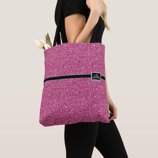 Bolso De Tela Miss América: Concurso Tiara Purpurina Tote Bag (Detalle)