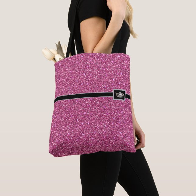 Bolso De Tela Miss America Crown Pageant Faux Purpurina Tote Bag (Detalle)
