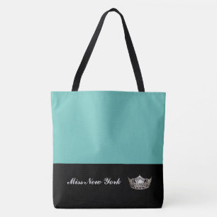 Bolso De Tela Miss América Silver Crown Tote Bag Large Aqua