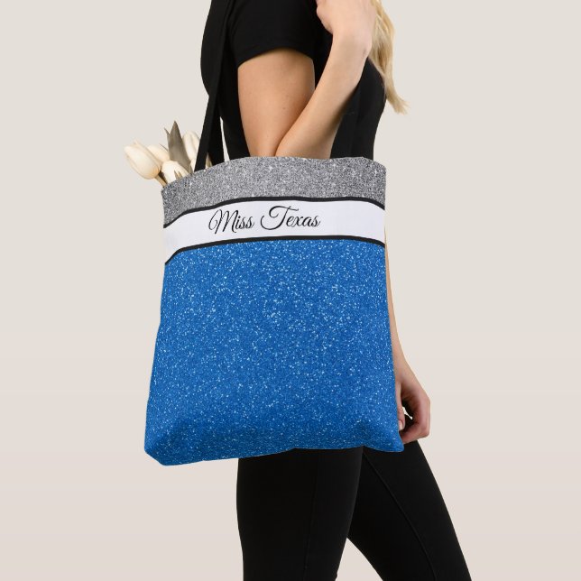 Bolso De Tela Miss America USA Pageant Faux Purpurina Tote Bag (Detalle)