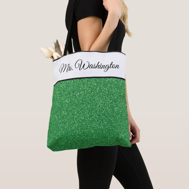 Bolso De Tela Miss America USA Pageant Faux Purpurina Tote Bag (Detalle)