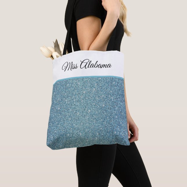Bolso De Tela Miss America USA Pageant Faux Purpurina Tote Bag (Detalle)
