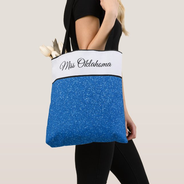 Bolso De Tela Miss America USA Pageant Faux Purpurina Tote Bag (Detalle)