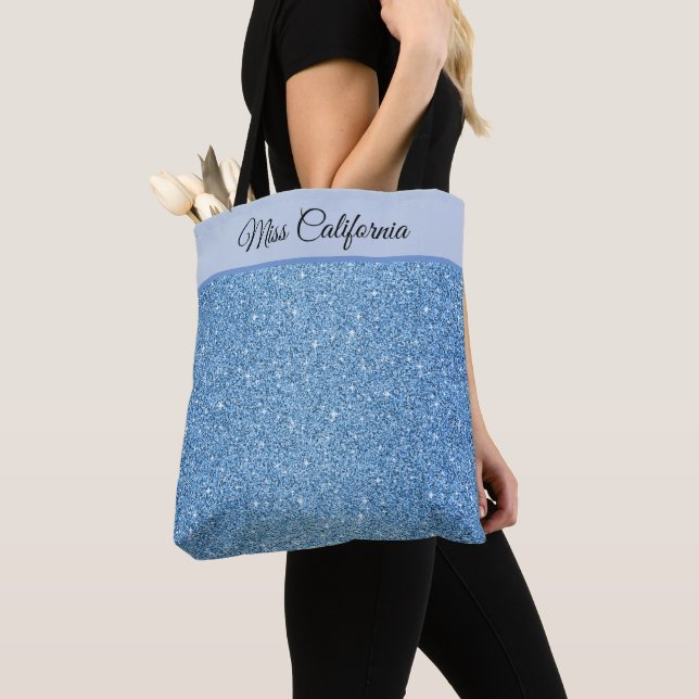 Bolso De Tela Miss America USA Pageant Faux Purpurina Tote Bag (Detalle)