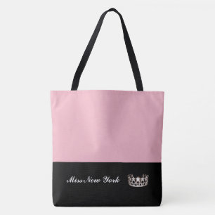 Bolso De Tela Miss EE.UU. Estado de plata corona de algodón rosa