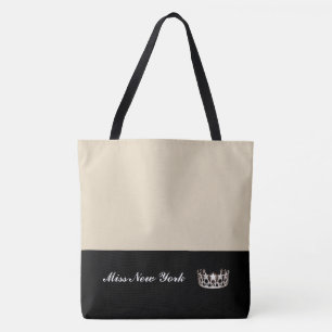 Bolso De Tela Miss EE.UU. Estado Plata Crown Tote Bag Large Beig
