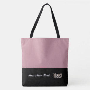 Bolso De Tela Miss EE.UU. Plata Crown Tote Bag-LRGE Mauve
