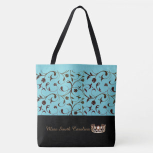 Bolso De Tela Miss USA Gold Crown Tote Bag Brown Scroll