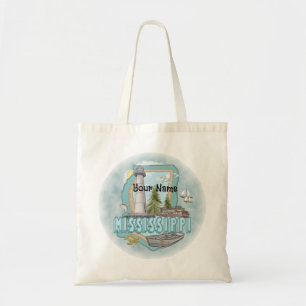 Bolso De Tela Mississippi Lighthouse nombre personalizado de la 
