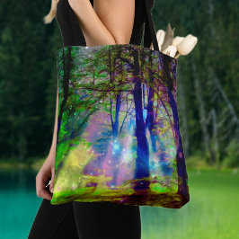 Bolso De Tela Mística arte de fantasía en el bosque de arcoiris
